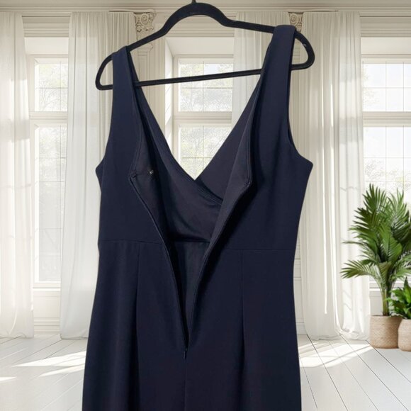 Betsy & Adam Navy Blue Ruffle High-Low Gown Size 14 NWT | Elegant Formal Dress - Picture 9 of 15